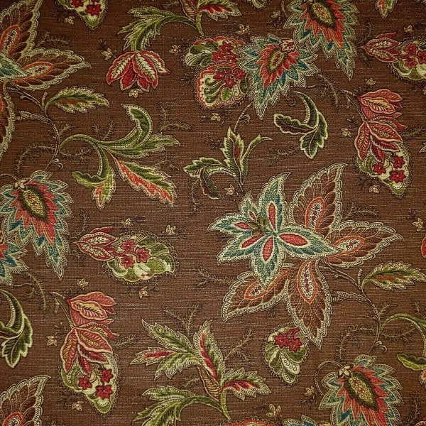 Mill Creek Raymond Waites RAJASTHAN Floral NUTMEG Drapery Curtain Upholstery Pillow Sewing Fabric - Sold by the yard