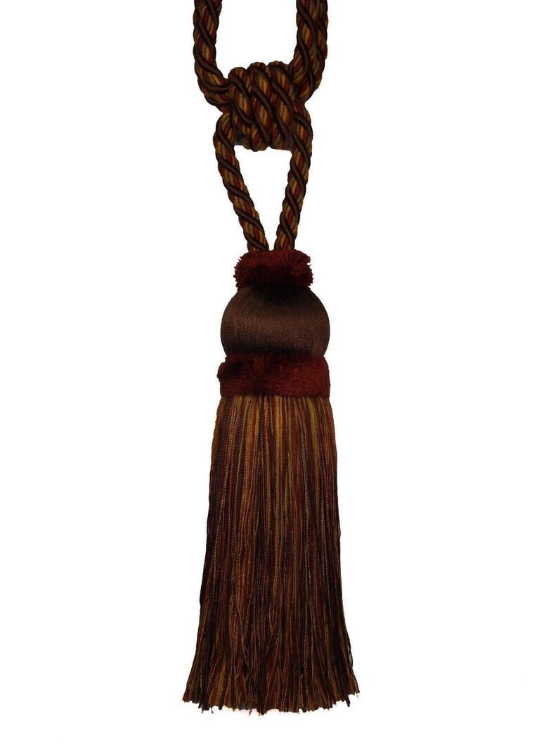 Belagio Nantucket Trimming Fairville Collection MAHAGONY BROWN Spice Rust Mix Decorative Drapery Curtain Single Tassel Tieback