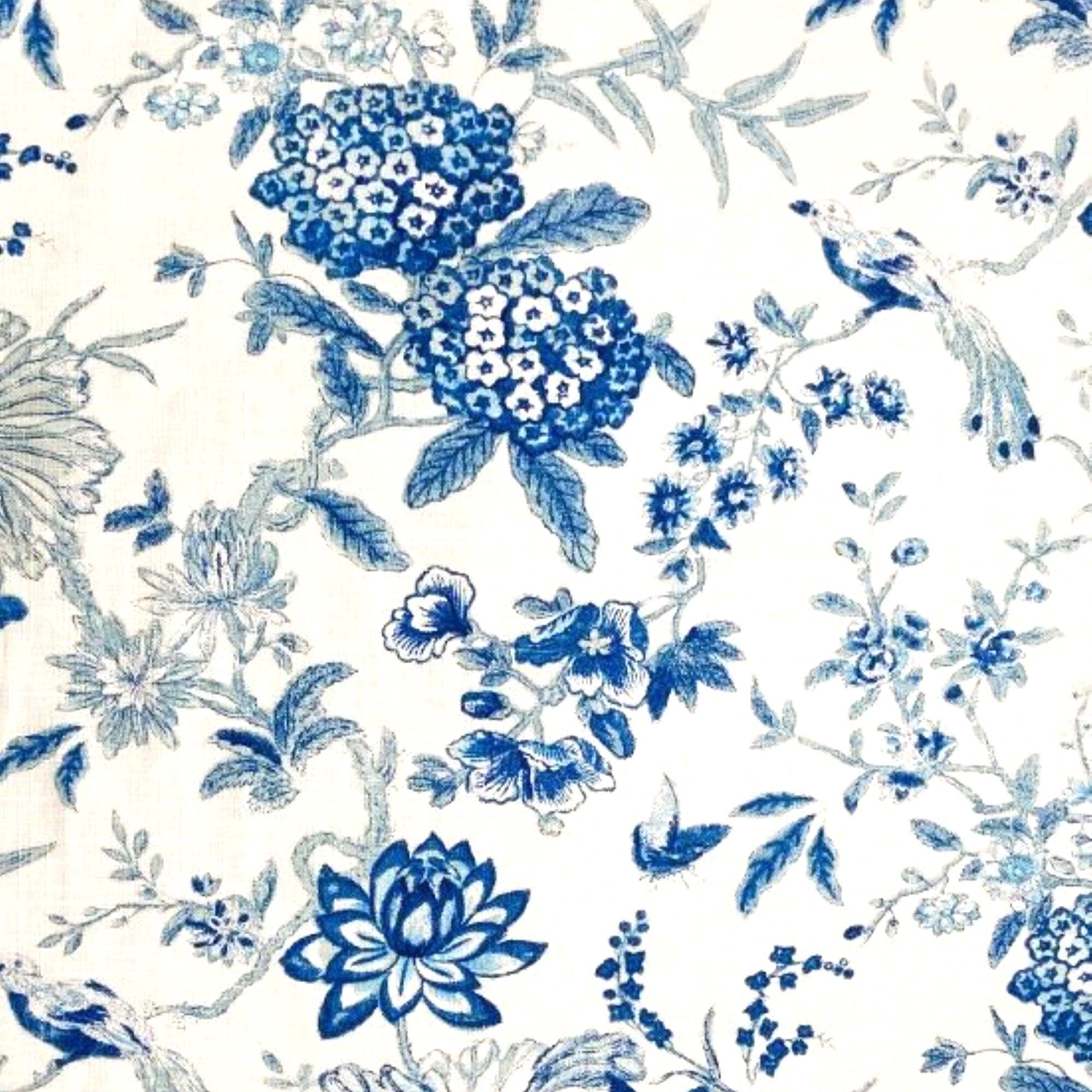 Waverly LUCCHESE Floral Toile CIELO Blue Home Decor Linen Drapery Upholstery Pillow Sewing Fabric - Sold by the Yard