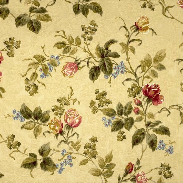 Richloom Floral Rosebuds BUTTER YELLOW Jacquard Home Decor Drapery Curtain Valance Chair Upholstery Pillow Sewing Fabric - Sold by the yard