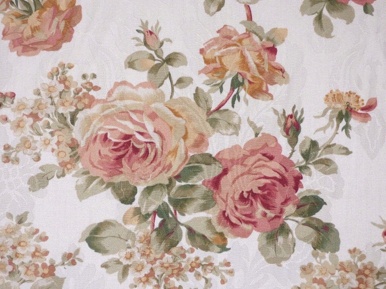 Mill Creek Floral Rose Bouquet IVORY Green Drapery Upholstery Etsy