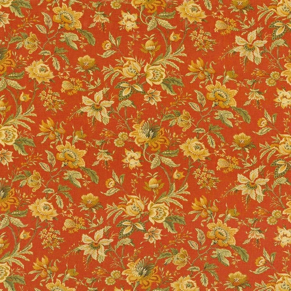 Mill Creek Raymond Waites AMANTEA Cliffside Floral VERMILLION Home Decor Drapery Curtain Upholstery Pillow Sewing Fabric - Sold by the Yard