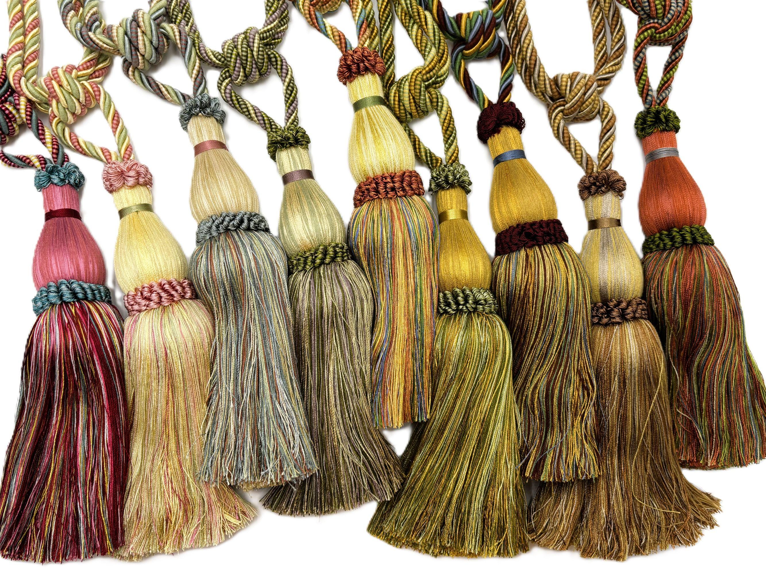Set of Two Vibrant, Multi-Colored Decorative Tassels, Curtain Tiebacks Amazon.com: Fenghuangwu 2 Pack Curtain Tie Backs Rope  main image 4