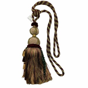 Decorative Drapery Curtain Tassel Tieback - Castellano Beltrame WHEAT CRIMSON GREEN - Sold by the Piece