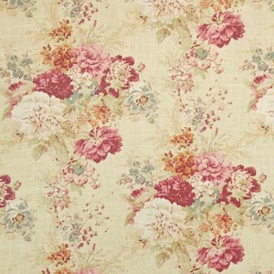Waverly BALLAD BOUQUET Floral FRUIT Splash Home Decor Linen Drapery Upholstery Pillow Remnant Sewing Fabric - 1.75 Yard Piece
