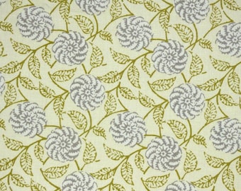 Gray Floral Linen Drapery Pillow Fabric: LURAY PINWHEEL Colonial Williamsburg SILVER Birch - One Yard