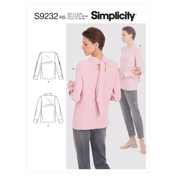 Simplicity Sewing Pattern R10936 S9232, Misses Casual Formal Shirt Top Sleeve, US Size, Factory Folded Uncut, Direction Insert Included