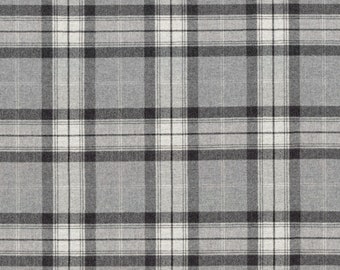 Gray Wool Plaid GUNMETAL Home Decor Drapery Upholstery Pillow Sewing Fabric - By the Yard