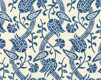 Bloemen INDIGOBLAUW woondecoratie katoenen gordijnen bekleding kussen naaistof - op maat gesneden verkocht