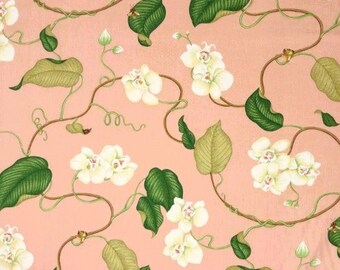 Pink Floral Garden Cotton Drapery Curtain Pillow Upholstery Fabric: P Kaufmann Mango, By the Yard