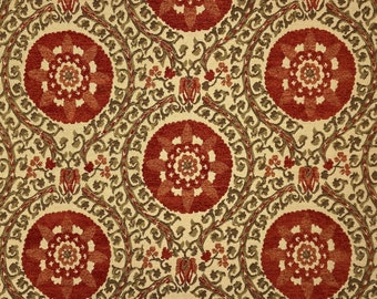 Medallion SPICE Home Decor Chenille Furniture Ottoman Bench Upholstery Pillow Sewing Fabric - Sold by the yard
