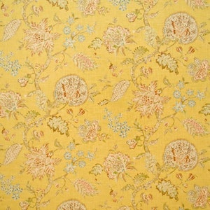 P Kaufmann RETREAT Floral TOPAZ GOLD Home Decor Linen Drapery Upholstery Pillow Sewing Fabric - Sold by the Yard