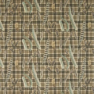 Braemore MCDOUGAL Pheasant Feather Plaid BIRCH Home Decor Cotton Drapery Upholstery Pillow Sewing Fabric - Sold by the Yard