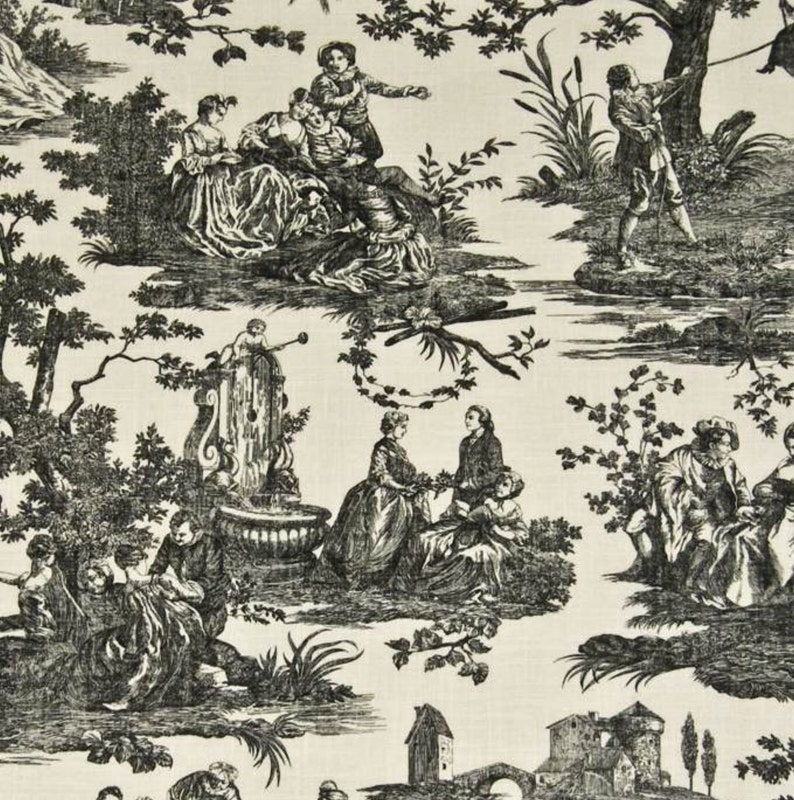 Waverly IDYLLIC DAYS Traditional Country Toile ONYX Home Decor Drapery ...
