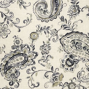 Mill Creek SARASENO Paisley GRAPHITE GRAY Home Decor Linen Drapery Upholstery Pillow Remnant Sewing Fabric - 1.5 Yard Piece