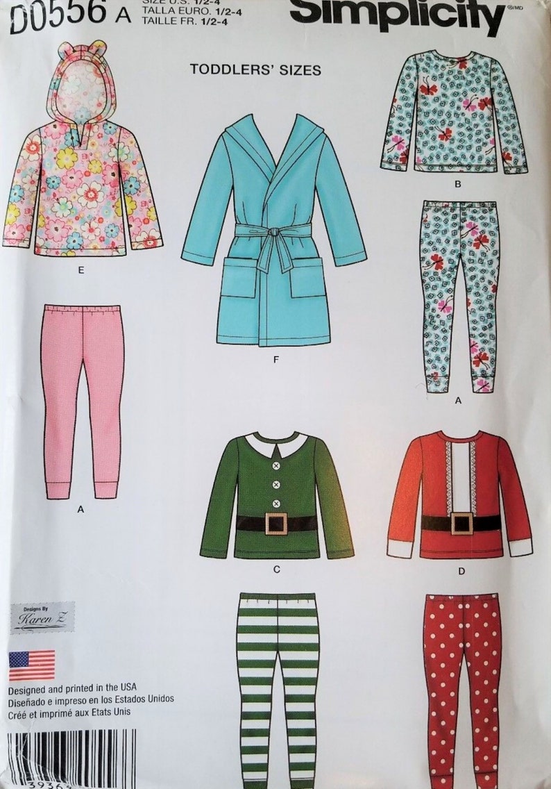 Simplicity Toddler Pajama Sewing Pattern D0556 - Size A - Etsy