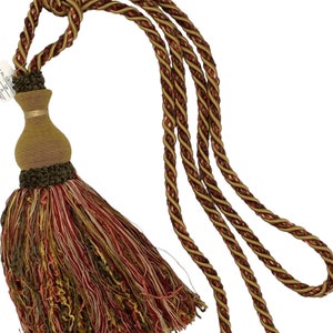 Decorative Drapery Curtain Tassel Tieback - GREEN TERRACOTTA Antique GOLD - Sold by the Piece