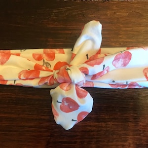 Apple print top knot headband / knotted headband / baby turban / baby gift / toddler headband /  adult headband