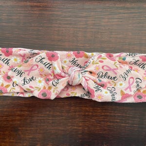 Breast cancer top knot headband / knotted headband / baby turban / baby gift / toddler headband / adult headband