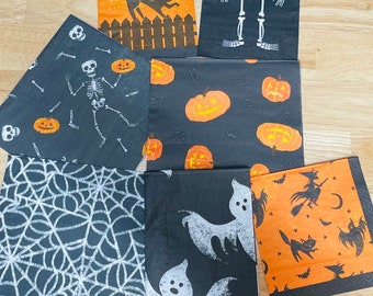 Servilletas de papel para Halloween, diseños espeluznantes, servilletas para decoupage