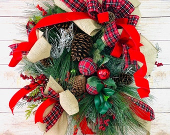 Christmas Pine Cones Front Door Wreath, Winter Wreath, Christmas Wreath, Winter Front Porch Wreath, Christmas Decorations