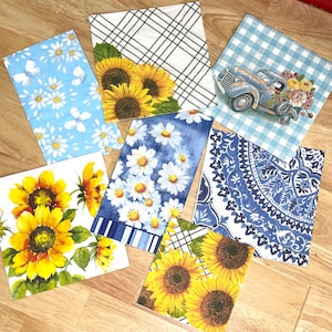 Sunflower Daisies Napkin Bundle, Decoupage Napkin, Napkins For Crafting, Paper Napkins