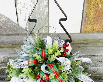 Christmas Centerpiece, Wrought Iron Tree Candle Centerpiece, Winter Centerpiece, Winter Arrangement, Holiday Decorations