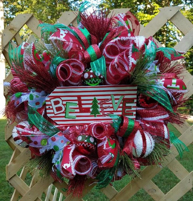 christmas wreath believe wreath holiday wreath christmas front door decor holiday decor - Christmas Front Door Decor christmas wreath believe wreath holiday wreath christmas front door decor holiday decor - Christmas Front Door Decor
