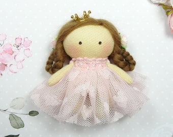 Little princess Ballerina doll Princess doll Little doll Rag doll Pocket doll Happy princess Toy dollhouse Happy doll Pink K51