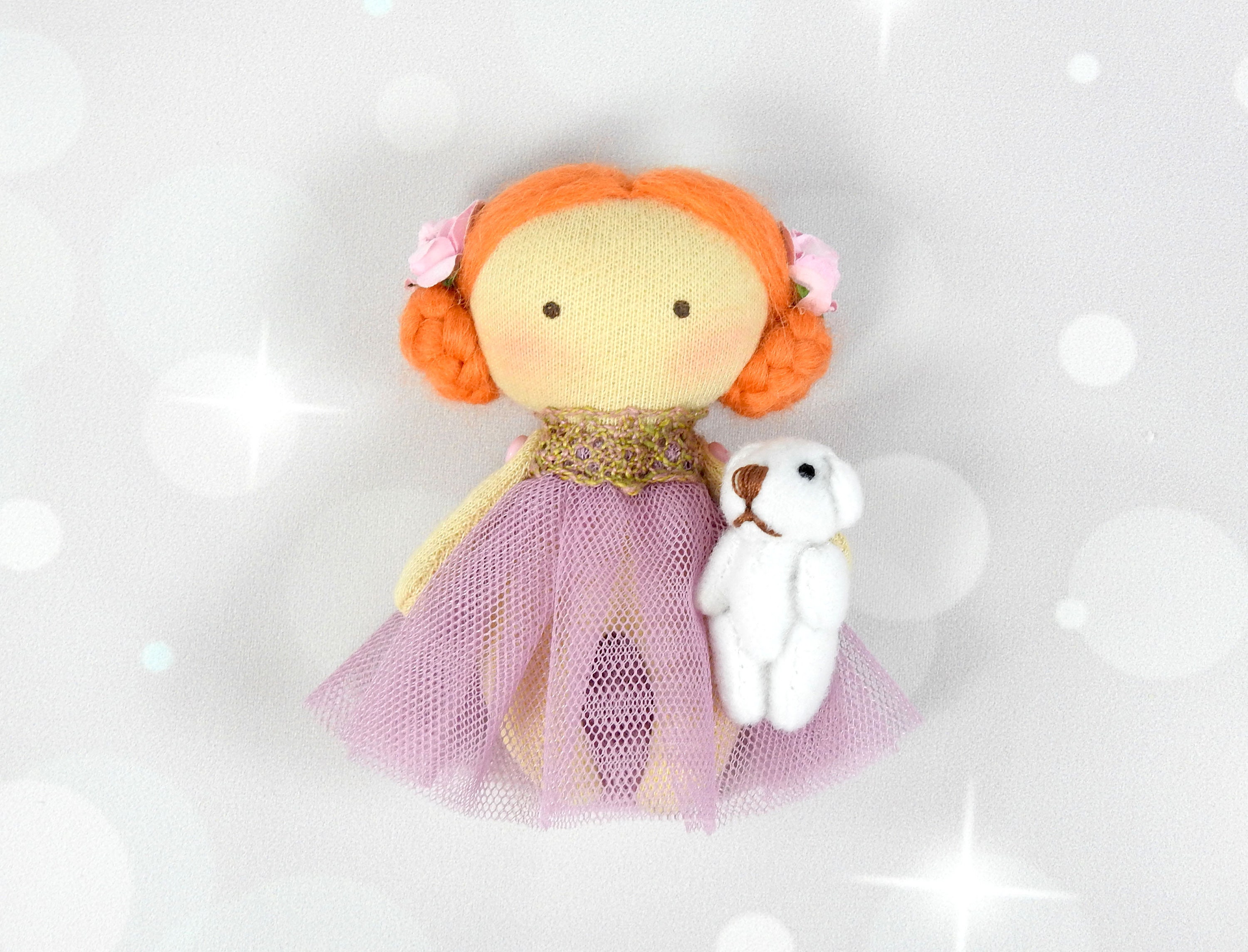 Little doll Red haired doll Dollhouse Handmade gift Fabric Etsy