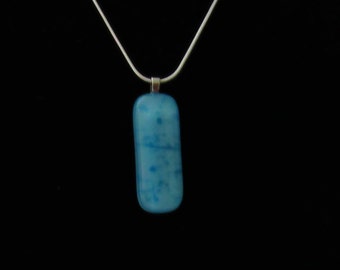Sale;Rectangle Pendant; Fused Glass Pendant; Fused Glass Jewelry; Blue Pendant; Glass Jewelry PRB24