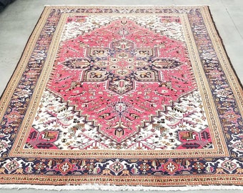 HERIZ c. 1950s Vintage Persian Rug 8' x 10' 5"