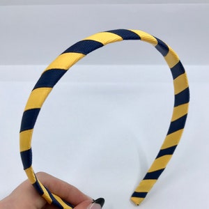 Navy Blue and Yellow Gold 1.5cm striped Hairband