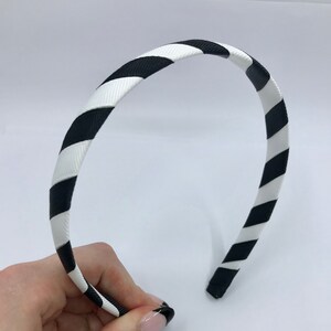 Black and White 1.5cm striped Hairband