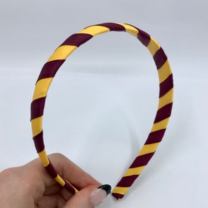 School Wine and Yellow Gold 1.5cm striped Hairband