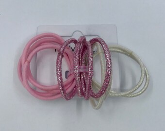 Small 2mm Pink/Pink Glitter/White Snag Free Elastics