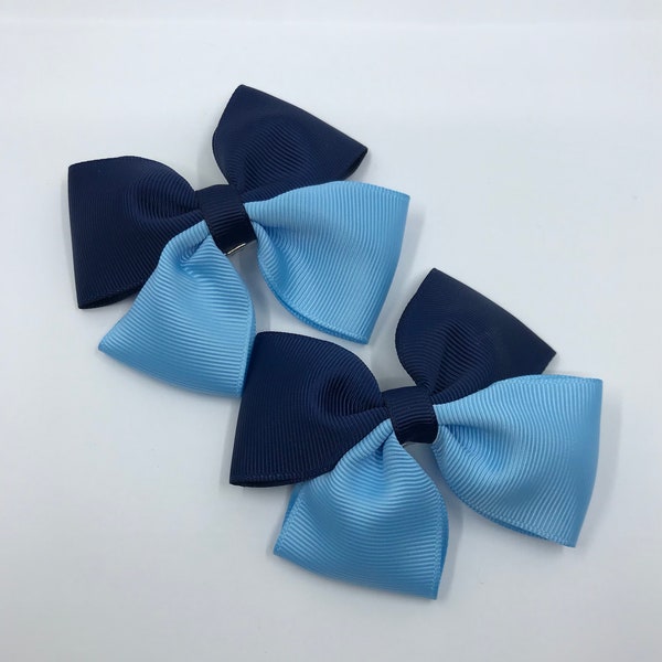 Navy Blue and Light Blue with Bows on Clips (pair)