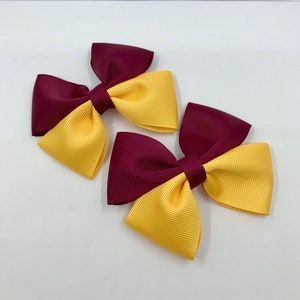 Wine and Yellow Gold Double Bows on Clips (pair)