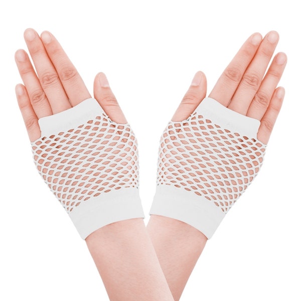 Gants en résille des années 80 Blanc