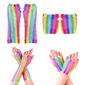 80's Fishnet Gloves Rainbow