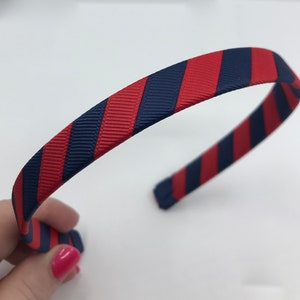 Navy Blue and Red 1.5cm Striped Hairband