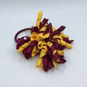 3 inch Wine and Yellow Gold Curly Corkers on Elastics pair image 1