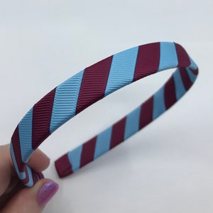 School Wine and Blued 1.8cm striped Hairband