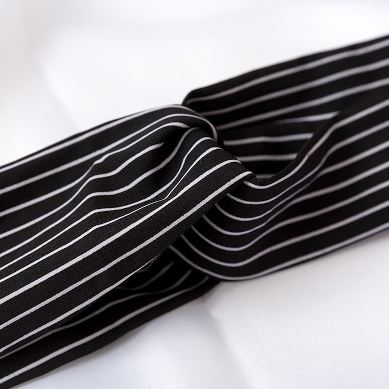 Cross Knot Elastic Hair Bands Black with White Stripe