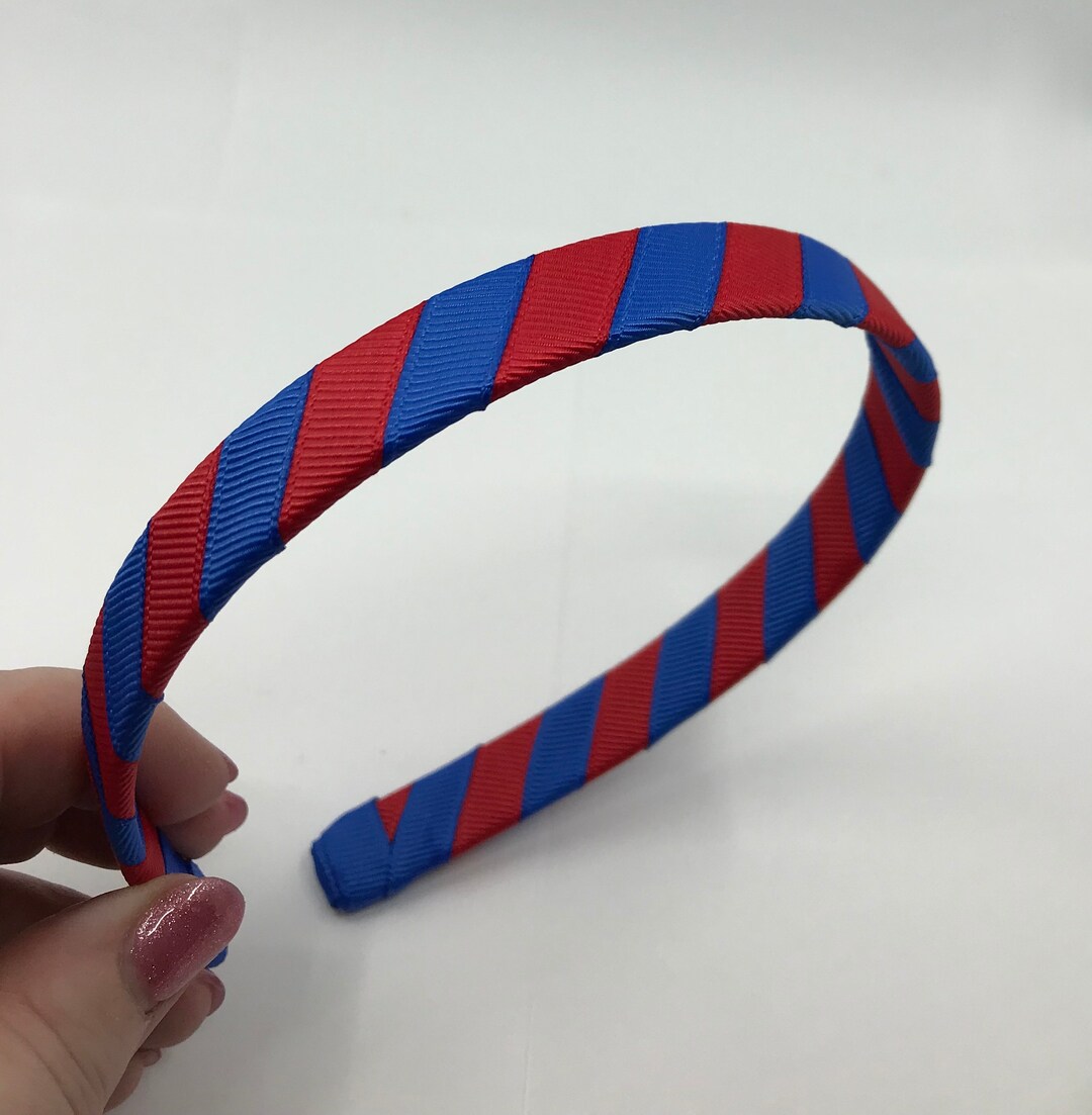 Royal Blue and Red Striped Hairband - Etsy