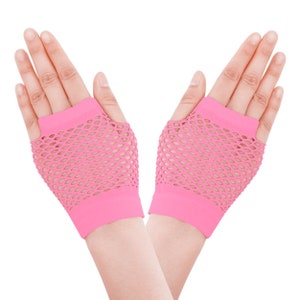 80's Fishnet Gloves Light Pink