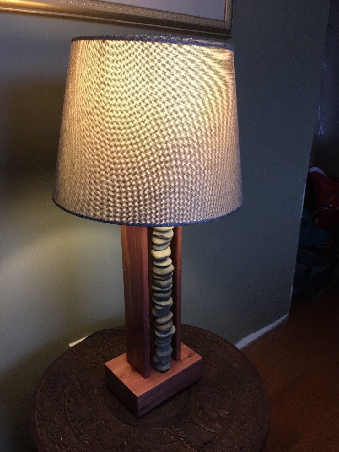 Contemporary Stacked Stone Lamp Etsy