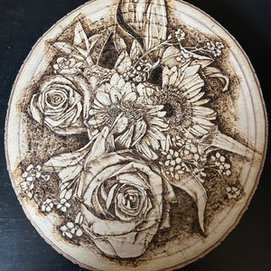 Original Pyrography/Woodburning Art - Bouquet