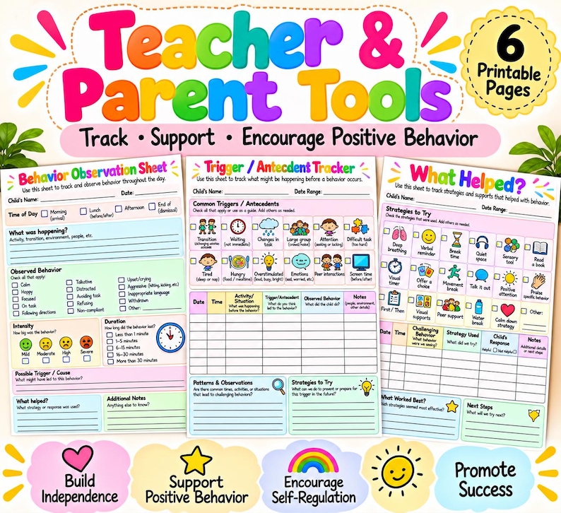 Behavior Tracking Forms Printable | ABC Behavior Tracker, Preschool Observation Sheets, Teacher Parent Communication bild 1