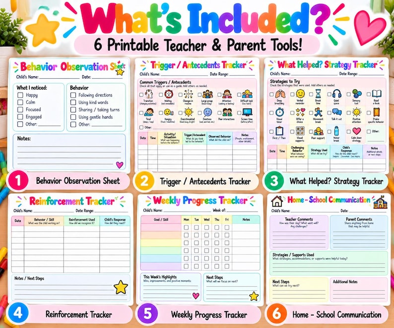 Behavior Tracking Forms Printable | ABC Behavior Tracker, Preschool Observation Sheets, Teacher Parent Communication bild 2